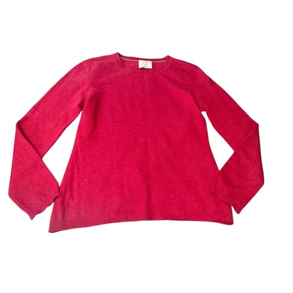 QI CASHMERE Women's Size Medium Red 100% Cashmere Sweater READ FLAWED - Picture 1 of 16